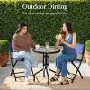 imageBest Choice Products 3Piece Patio Bistro Dining Furniture Set wTextured Glass Tabletop 2 Steel Folding Chairs Polyester Fabric  RedNavy