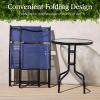 imageBest Choice Products 3Piece Patio Bistro Dining Furniture Set wTextured Glass Tabletop 2 Steel Folding Chairs Polyester Fabric  RedNavy
