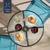 imageBest Choice Products 3Piece Patio Bistro Dining Furniture Set wTextured Glass Tabletop 2 Steel Folding Chairs Polyester Fabric  RedPeacock
