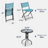 imageBest Choice Products 3Piece Patio Bistro Dining Furniture Set wTextured Glass Tabletop 2 Steel Folding Chairs Polyester Fabric  RedPeacock