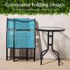 imageBest Choice Products 3Piece Patio Bistro Dining Furniture Set wTextured Glass Tabletop 2 Steel Folding Chairs Polyester Fabric  RedPeacock