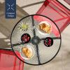 imageBest Choice Products 3Piece Patio Bistro Dining Furniture Set wTextured Glass Tabletop 2 Steel Folding Chairs Polyester Fabric  RedRed