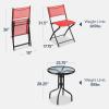 imageBest Choice Products 3Piece Patio Bistro Dining Furniture Set wTextured Glass Tabletop 2 Steel Folding Chairs Polyester Fabric  RedRed