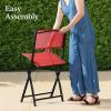imageBest Choice Products 3Piece Patio Bistro Dining Furniture Set wTextured Glass Tabletop 2 Steel Folding Chairs Polyester Fabric  RedRed