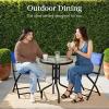 imageBest Choice Products 3Piece Patio Bistro Dining Furniture Set wTextured Glass Tabletop 2 Steel Folding Chairs Polyester Fabric  RedResort Blue