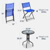 imageBest Choice Products 3Piece Patio Bistro Dining Furniture Set wTextured Glass Tabletop 2 Steel Folding Chairs Polyester Fabric  RedResort Blue
