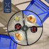 imageBest Choice Products 3Piece Patio Bistro Dining Furniture Set wTextured Glass Tabletop 2 Steel Folding Chairs Polyester Fabric  RedResort Blue