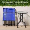 imageBest Choice Products 3Piece Patio Bistro Dining Furniture Set wTextured Glass Tabletop 2 Steel Folding Chairs Polyester Fabric  RedResort Blue
