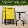 imageBest Choice Products 3Piece Patio Bistro Dining Furniture Set wTextured Glass Tabletop 2 Steel Folding Chairs Polyester Fabric  RedYellow