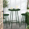 imageBest Choice Products 3Piece Patio Dining Set Bar Height Outdoor Bistro Set Outdoor Round Bar Table w 2 Bar Stools Steel  SageDark Green