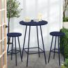 imageBest Choice Products 3Piece Patio Dining Set Bar Height Outdoor Bistro Set Outdoor Round Bar Table w 2 Bar Stools Steel  SageNavy