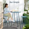 imageBest Choice Products 3Piece Patio Dining Set Bar Height Outdoor Bistro Set Outdoor Round Bar Table w 2 Bar Stools Steel  SagePeacock Blue