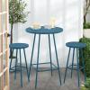 imageBest Choice Products 3Piece Patio Dining Set Bar Height Outdoor Bistro Set Outdoor Round Bar Table w 2 Bar Stools Steel  SagePeacock Blue