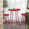 imageBest Choice Products 3Piece Patio Dining Set Bar Height Outdoor Bistro Set Outdoor Round Bar Table w 2 Bar Stools Steel  SageRed