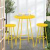 imageBest Choice Products 3Piece Patio Dining Set Bar Height Outdoor Bistro Set Outdoor Round Bar Table w 2 Bar Stools Steel  SageYellow