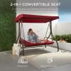 imageBest Choice Products 3Seat Outdoor Large Converting Canopy Swing Glider Patio Hammock Lounge Chair for Porch Backyard wFlatbed Adjustable Shade Removable Cushions  BlackBurgundy