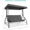 imageBest Choice Products 3Seat Outdoor Large Converting Canopy Swing Glider Patio Hammock Lounge Chair for Porch Backyard wFlatbed Adjustable Shade Removable Cushions  BlackGray