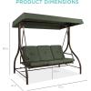 imageBest Choice Products 3Seat Outdoor Large Converting Canopy Swing Glider Patio Hammock Lounge Chair for Porch Backyard wFlatbed Adjustable Shade Removable Cushions  BlackMidnight Green