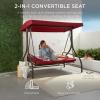 imageBest Choice Products 3Seat Outdoor Large Converting Canopy Swing Glider Patio Hammock Lounge Chair for Porch Backyard wFlatbed Adjustable Shade Removable Cushions  BlackSky Blue