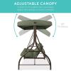 imageBest Choice Products 3Seat Outdoor Large Converting Canopy Swing Glider Patio Hammock Lounge Chair for Porch Backyard wFlatbed Adjustable Shade Removable Cushions  BlackMidnight Green