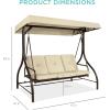 imageBest Choice Products 3Seat Outdoor Large Converting Canopy Swing Glider Patio Hammock Lounge Chair for Porch Backyard wFlatbed Adjustable Shade Removable Cushions  BlackIvory