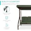 imageBest Choice Products 3Seat Outdoor Large Converting Canopy Swing Glider Patio Hammock Lounge Chair for Porch Backyard wFlatbed Adjustable Shade Removable Cushions  BlackMidnight Green