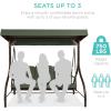 imageBest Choice Products 3Seat Outdoor Large Converting Canopy Swing Glider Patio Hammock Lounge Chair for Porch Backyard wFlatbed Adjustable Shade Removable Cushions  BlackMidnight Green