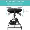 imageBest Choice Products 3Seat Outdoor Large Converting Canopy Swing Glider Patio Hammock Lounge Chair for Porch Backyard wFlatbed Adjustable Shade Removable Cushions  BlackBlack