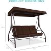 imageBest Choice Products 3Seat Outdoor Large Converting Canopy Swing Glider Patio Hammock Lounge Chair for Porch Backyard wFlatbed Adjustable Shade Removable Cushions  BlackBrown
