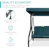 imageBest Choice Products 3Seat Outdoor Large Converting Canopy Swing Glider Patio Hammock Lounge Chair for Porch Backyard wFlatbed Adjustable Shade Removable Cushions  BlackPeacock