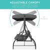 imageBest Choice Products 3Seat Outdoor Large Converting Canopy Swing Glider Patio Hammock Lounge Chair for Porch Backyard wFlatbed Adjustable Shade Removable Cushions  BlackGray