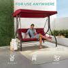 imageBest Choice Products 3Seat Outdoor Large Converting Canopy Swing Glider Patio Hammock Lounge Chair for Porch Backyard wFlatbed Adjustable Shade Removable Cushions  BlackDesert Taupe