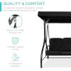 imageBest Choice Products 3Seat Outdoor Large Converting Canopy Swing Glider Patio Hammock Lounge Chair for Porch Backyard wFlatbed Adjustable Shade Removable Cushions  BlackBlack