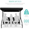 imageBest Choice Products 3Seat Outdoor Large Converting Canopy Swing Glider Patio Hammock Lounge Chair for Porch Backyard wFlatbed Adjustable Shade Removable Cushions  BlackBlack
