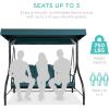 imageBest Choice Products 3Seat Outdoor Large Converting Canopy Swing Glider Patio Hammock Lounge Chair for Porch Backyard wFlatbed Adjustable Shade Removable Cushions  BlackPeacock