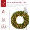 imageBest Choice Products 48in Large Artificial PreLit Fir Christmas Wreath Holiday Accent Decoration w 200 LED Lights 714 PVC TipsMulticolor Lights