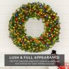 imageBest Choice Products 48in Large Artificial PreLit Fir Christmas Wreath Holiday Accent Decoration w 200 LED Lights 714 PVC TipsMulticolor Lights