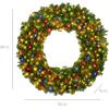 imageBest Choice Products 48in Large Artificial PreLit Fir Christmas Wreath Holiday Accent Decoration w 200 LED Lights 714 PVC TipsMulticolor Lights