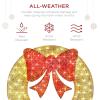imageBest Choice Products 48in PreLit Outdoor Christmas Wreath Decoration LED Metal Holiday Decor for Home w 140 Lights Bow  GoldRedGoldRed