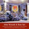 imageBest Choice Products 48in PreLit Outdoor Christmas Wreath Decoration LED Metal Holiday Decor for Home w 140 Lights Bow  GoldRedGoldRed