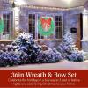 imageBest Choice Products 48in PreLit Outdoor Christmas Wreath Decoration LED Metal Holiday Decor for Home w 140 Lights Bow  GoldRedGreenRed