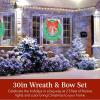 imageBest Choice Products 48in PreLit Outdoor Christmas Wreath Decoration LED Metal Holiday Decor for Home w 140 Lights Bow  GoldRedGreenRed