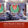 imageBest Choice Products 48in PreLit Outdoor Christmas Wreath Decoration LED Metal Holiday Decor for Home w 140 Lights Bow  GoldRedGreenRed