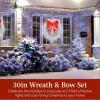 imageBest Choice Products 48in PreLit Outdoor Christmas Wreath Decoration LED Metal Holiday Decor for Home w 140 Lights Bow  GoldRedSilverRed