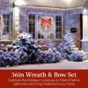 imageBest Choice Products 48in PreLit Outdoor Christmas Wreath Decoration LED Metal Holiday Decor for Home w 140 Lights Bow  GoldRedSilverRed