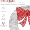imageBest Choice Products 48in PreLit Outdoor Christmas Wreath Decoration LED Metal Holiday Decor for Home w 140 Lights Bow  GoldRedSilverRed