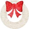 imageBest Choice Products 48in PreLit Outdoor Christmas Wreath Decoration LED Metal Holiday Decor for Home w 140 Lights Bow  GoldRedWhiteRed