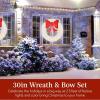 imageBest Choice Products 48in PreLit Outdoor Christmas Wreath Decoration LED Metal Holiday Decor for Home w 140 Lights Bow  GoldRedWhiteRed