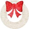 imageBest Choice Products 48in PreLit Outdoor Christmas Wreath Decoration LED Metal Holiday Decor for Home w 140 Lights Bow  GoldRedWhiteRed