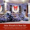imageBest Choice Products 48in PreLit Outdoor Christmas Wreath Decoration LED Metal Holiday Decor for Home w 140 Lights Bow  GoldRedWhiteRed